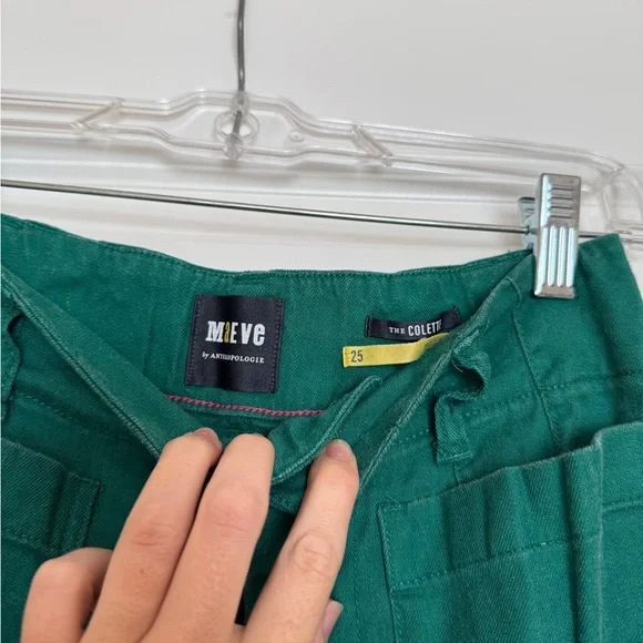 Colette cropped Green linen Wide-Leg Pants - Picture 4 of 5